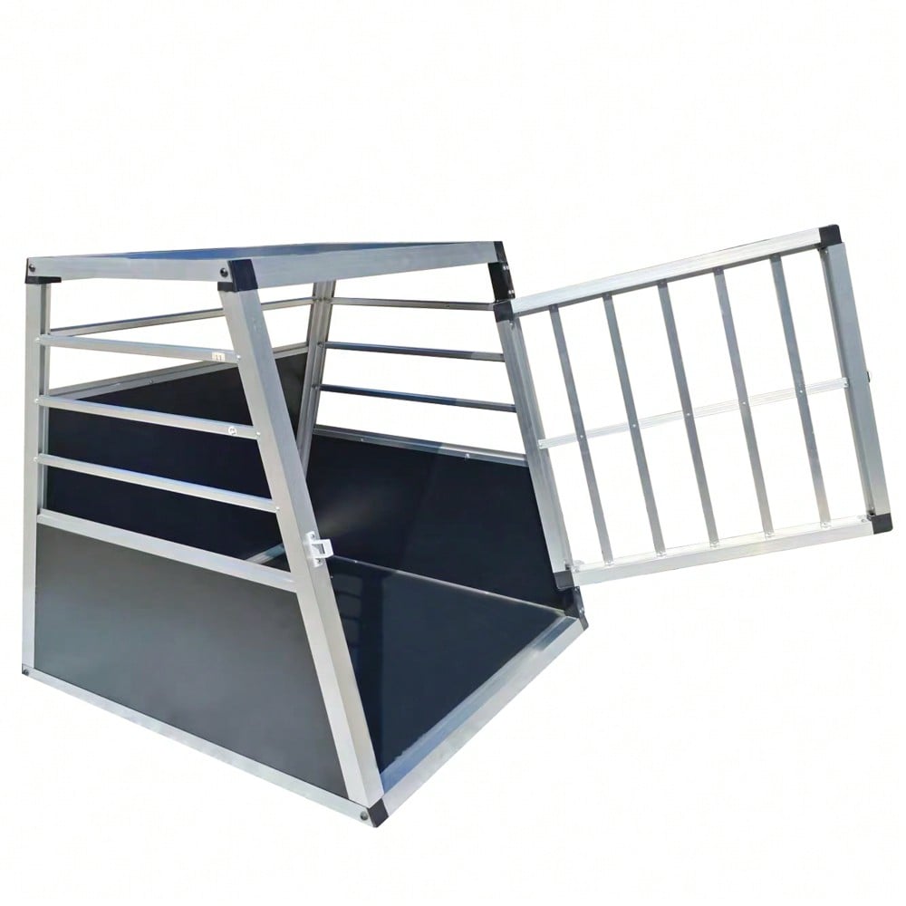Aluminium Hundetransportbox für Auto, stabile Reisebox Metallgitter Transportbox für Hunde, 60x70x67,5 cm, schwarz