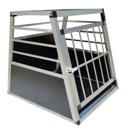 Aluminium Hundetransportbox für Auto, stabile Reisebox Metallgitter Transportbox für Hunde, 60x70x67,5 cm, schwarz