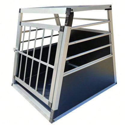 Aluminium Hundetransportbox für Auto, stabile Reisebox Metallgitter Transportbox für Hunde, 60x70x67,5 cm, schwarz