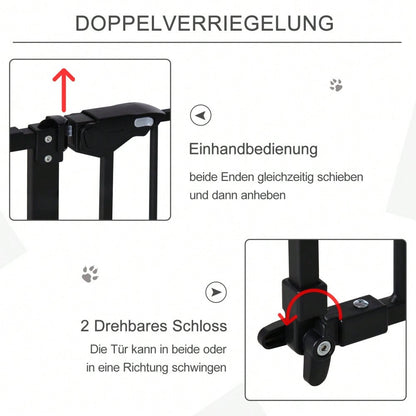 PawHut Türschutzgitter ohne Bohren, Treppenschutzgitter für Haustiere aus Metall & Kunststoff, 136,3x76,2 cm, schwarz