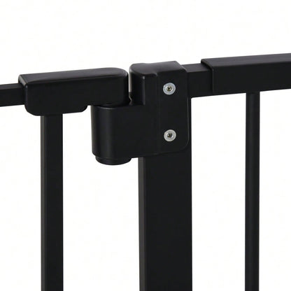 PawHut Türschutzgitter ohne Bohren, Treppenschutzgitter für Haustiere aus Metall & Kunststoff, 136,3x76,2 cm, schwarz