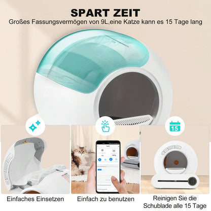 65L Selbstreinigende Katzentoilette Automatik für mehrere Katzen, APP gesteuert mit Infrarotsensor & Kindersicherung, geruchsneutralisierend für alle Streuarten