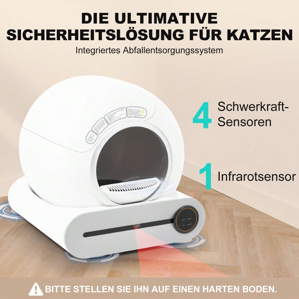 65L Selbstreinigende Katzentoilette Automatik für mehrere Katzen, APP gesteuert mit Infrarotsensor & Kindersicherung, geruchsneutralisierend für alle Streuarten