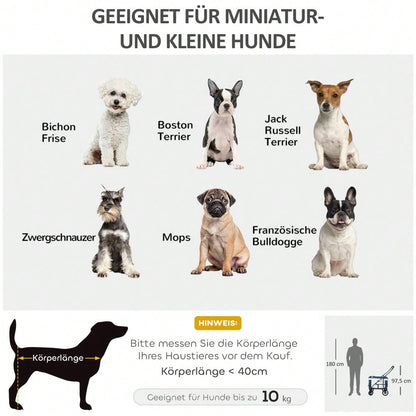 Hundebuggy 2 in 1 klappbar mit abnehmbarem Korb | Hundetrolley für kleine & Miniatur Hunde | Inkl. 2 Sicherheitsleinen | Farbe: Blau | von PawHut