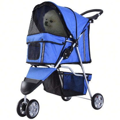 PawHut Hundebuggy faltbar & leicht für Hunde & Katzen, ideal für Ausflüge, mehrfarbig Blau