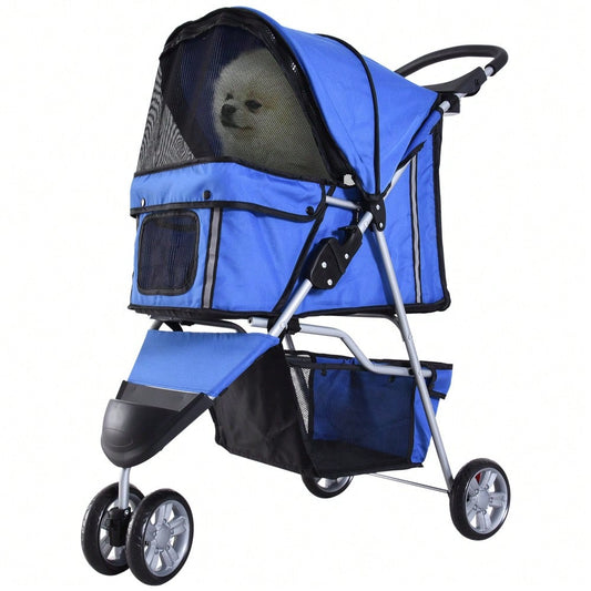 PawHut Hundebuggy faltbar & leicht für Hunde & Katzen, ideal für Ausflüge, mehrfarbig Blau