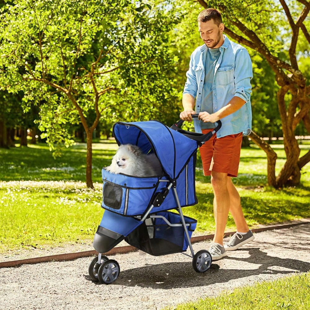 PawHut Hundebuggy faltbar & leicht für Hunde & Katzen, ideal für Ausflüge, mehrfarbig Blau