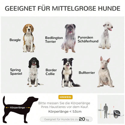 PawHut Fahrradanhänger für Hunde, Klappbarer Hundetransporter mit Stahlrahmen & Sicherheitsleinen, 130x73x90 cm, weiß/schwarz