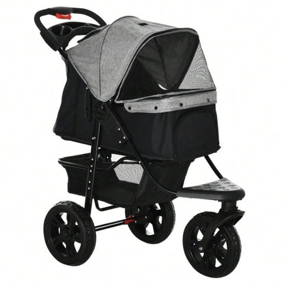 PawHut Klappbarer Hundebuggy mit Luftbereifung bis 25 kg, 109,5x54,5x106,5 cm, rot/grau