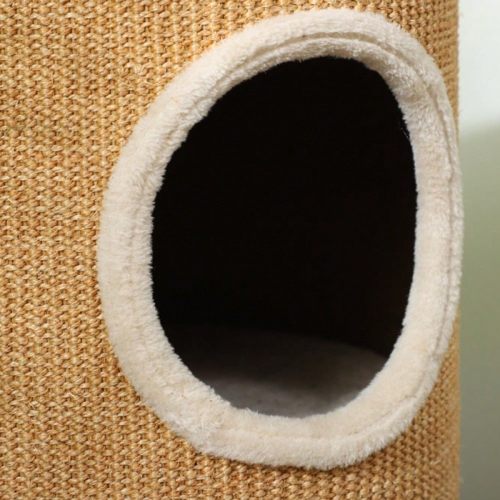 PawHut Kratzbaum mit Plüschbezug & Sisalfläche, großer Katzenbaum bis 10 kg, Φ35x60 cm, braun-beige