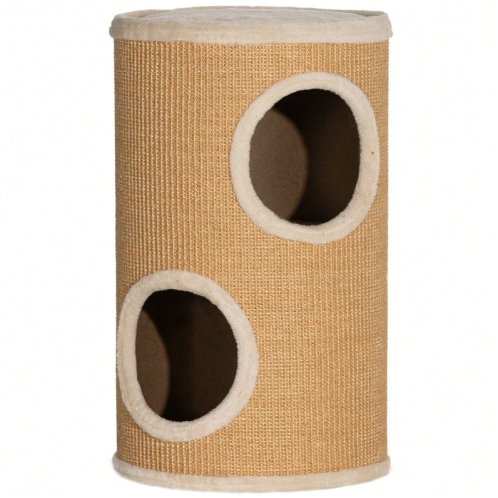PawHut Kratzbaum mit Plüschbezug & Sisalfläche, großer Katzenbaum bis 10 kg, Φ35x60 cm, braun-beige