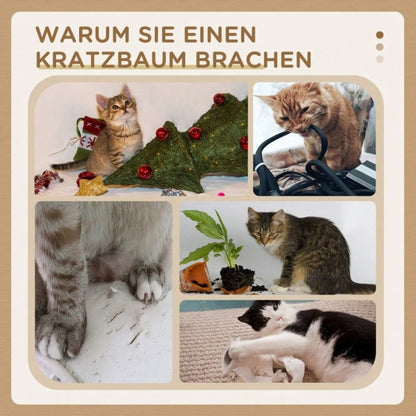 PawHut Kratzbaum Katzenturm 72 cm mit Sisalstämmen, Plüschballen, Plattform & Kratzbrett, hellgrau