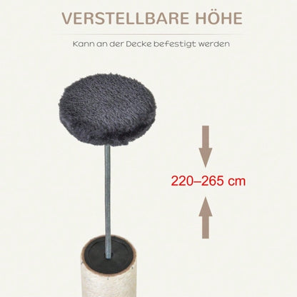PawHut deckenhoher Kratzbaum 220-265 cm mit Spielbällen, Katzenhöhle, Hängematte & Sisalstämmen, mehrstöckiger Katzenbaum für mittelgroße Katzen, dunkelgrau