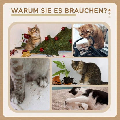 PawHut Höhenverstellbarer Kratzbaum mit Sisalseil-Pfosten & Anti-Rutsch, 220-260x47x34 cm, gelb/weiß/blau