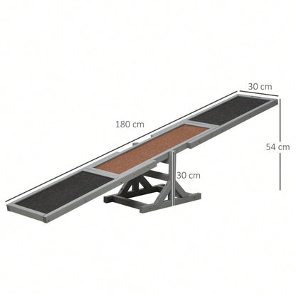 PawHut Agility-Wippe aus Holz für große Hunde, Balance-Trainingsgerät für Hundesport, 180x30x30 cm