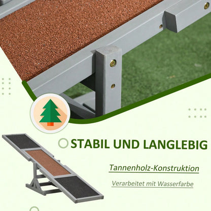 PawHut Agility-Wippe aus Holz für große Hunde, Balance-Trainingsgerät für Hundesport, 180x30x30 cm