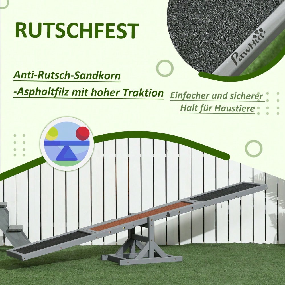 PawHut Agility-Wippe aus Holz für große Hunde, Balance-Trainingsgerät für Hundesport, 180x30x30 cm