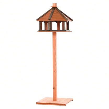 PawHut Vogelhaus aus Holz mit Futterspender, Vogelvilla & Futterstation 52x130 cm, natur