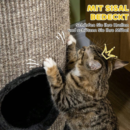 Kratztonne für Katzen mit 3 Ebenen & Kratzfläche aus Sisal, 70 cm hoch, grau, 38x38 cm - von PawHut