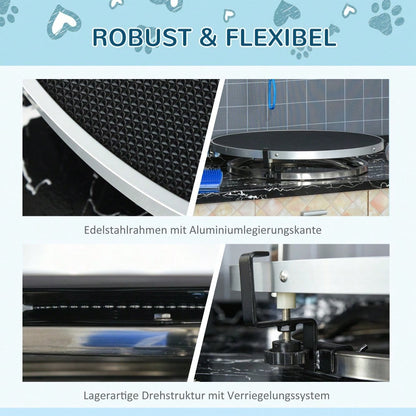 Professioneller Trimmtisch für Hunde & Katzen, drehbar mit verstellbarem Arm, rutschfeste Platte & Verriegelungssystem, Alu-Legierung - von PawHut