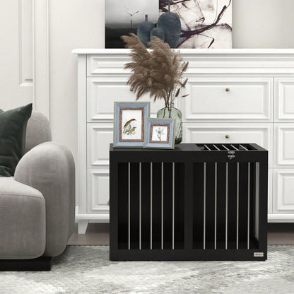 PawHut Hundekäfig für Zuhause, Hundehütte, Haustierkäfig für mittelgroße Hunde, Hundebox mit Türen, Hundehaus, Transportkäfig, Schwarz, 80 x 50 x 56,5 cm