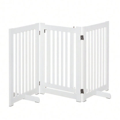 Freistehendes Babygitter & Schutzgitter für Hunde, aus Holz, verstellbar & klappbar, ohne Bohren, 76-155 cm breit, weiß - von PawHut