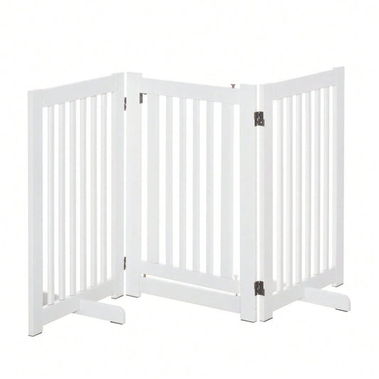 Freistehendes Babygitter & Schutzgitter für Hunde, aus Holz, verstellbar & klappbar, ohne Bohren, 76-155 cm breit, weiß - von PawHut