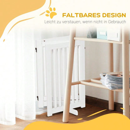 Freistehendes Babygitter & Schutzgitter für Hunde, aus Holz, verstellbar & klappbar, ohne Bohren, 76-155 cm breit, weiß - von PawHut