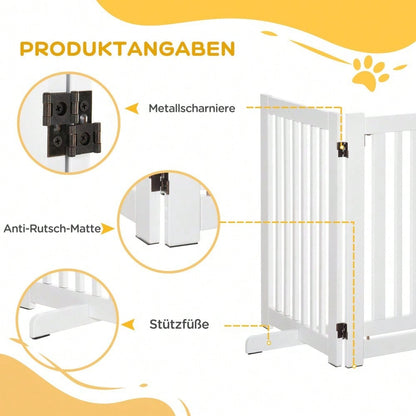 Freistehendes Babygitter & Schutzgitter für Hunde, aus Holz, verstellbar & klappbar, ohne Bohren, 76-155 cm breit, weiß - von PawHut