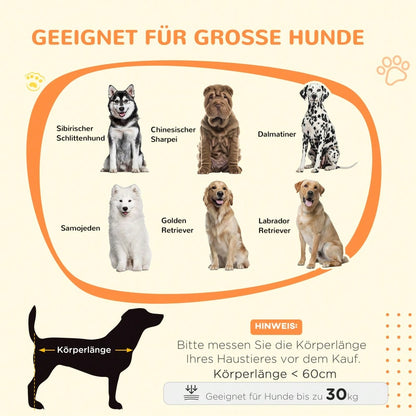 Hundekäfig für große Hunde bis 30 kg, abschließbar mit Schiebetür & Eingangsklappe, 98x58x61 cm, graue Hundebox für Zuhause als sicheres Hundehaus - von PawHut