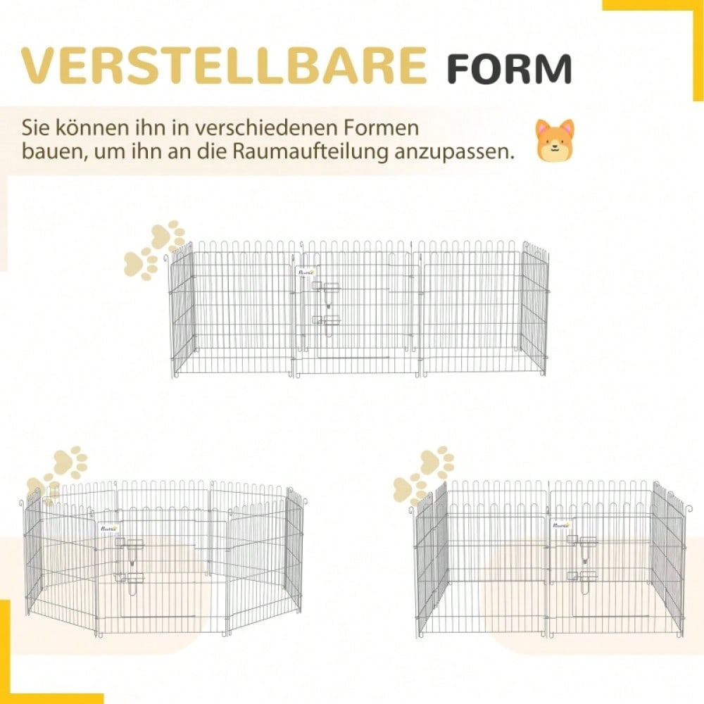 Freilaufgehege für Hunde 8-teilig, verstellbarer Welpenauslauf & Laufstall, 60 cm hoch, für Welpen & kleine Hunde, Indoor - von PawHut