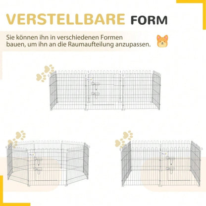 Freilaufgehege für Hunde 8-teilig, verstellbarer Welpenauslauf & Laufstall, 60 cm hoch, für Welpen & kleine Hunde, Indoor - von PawHut