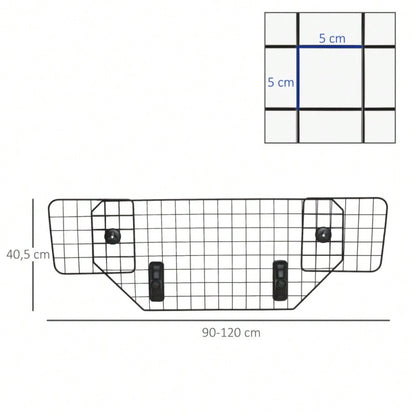 Hundegitter Auto Universal für Kofferraum, verstellbar 90-120 cm, robustes Metall-TrennGitter als Schutzgitter für Hunde im Auto - von PawHut