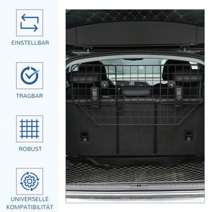 Hundegitter Auto Universal für Kofferraum, verstellbar 90-120 cm, robustes Metall-TrennGitter als Schutzgitter für Hunde im Auto - von PawHut