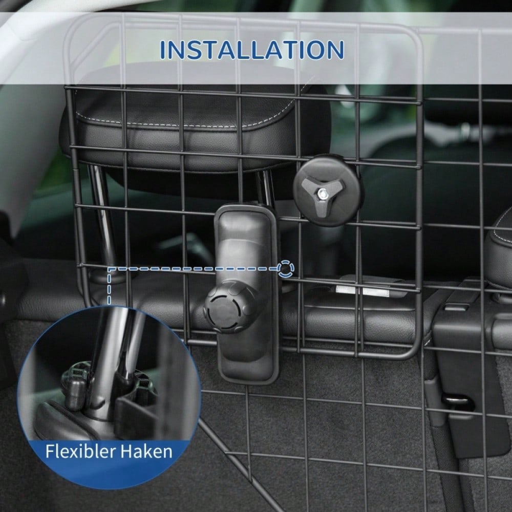 Hundegitter Auto Universal für Kofferraum, verstellbar 90-120 cm, robustes Metall-TrennGitter als Schutzgitter für Hunde im Auto - von PawHut