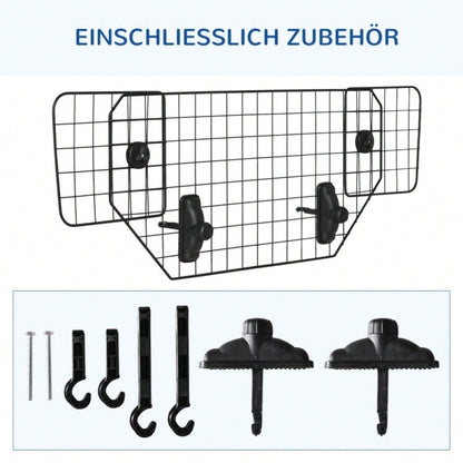 Hundegitter Auto Universal für Kofferraum, verstellbar 90-120 cm, robustes Metall-TrennGitter als Schutzgitter für Hunde im Auto - von PawHut