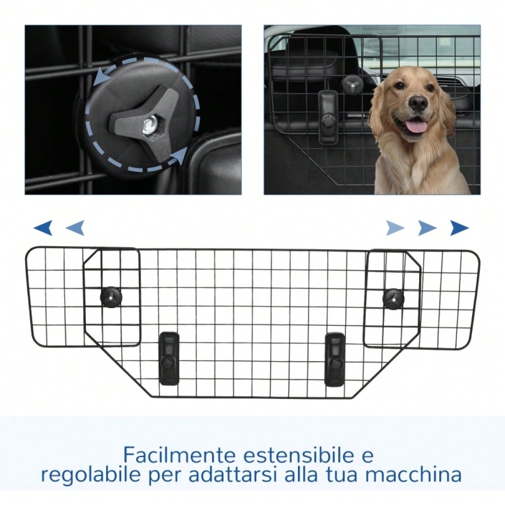 Hundegitter Auto Universal für Kofferraum, verstellbar 90-120 cm, robustes Metall-TrennGitter als Schutzgitter für Hunde im Auto - von PawHut
