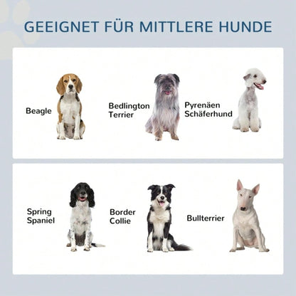 Erhöhte Hundefutterstation mit Slow-Feeder & 2 Aluminiumschüsseln, höhenverstellbarer Napfständer mit Staufach, schont Gelenke & Nacken, weiß - von PawHut