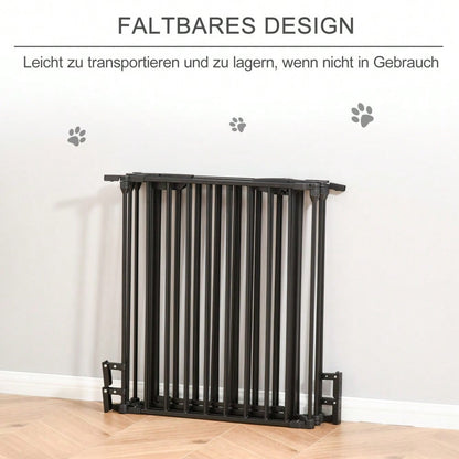 2-in-1 Welpenauslauf mit Tür, klappbar & verstellbar, 5-teiliges Absperrgitter für kleine & mittelgroße Hunde, 300x74,5 cm, Metall - schwarz von PawHut