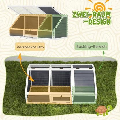 Schildkrötengehege für Draußen, bodenloses Freigehege mit einfach zu öffnendem Deckel, wetterfestes Schildkrötenhaus in hellgrau - von PawHut