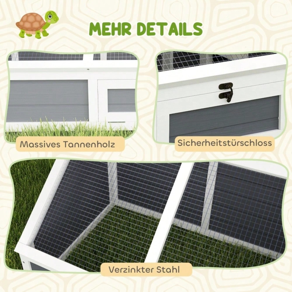 Schildkrötengehege für Draußen, bodenloses Freigehege mit einfach zu öffnendem Deckel, wetterfestes Schildkrötenhaus in hellgrau - von PawHut
