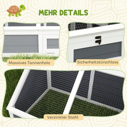Schildkrötengehege für Draußen, bodenloses Freigehege mit einfach zu öffnendem Deckel, wetterfestes Schildkrötenhaus in hellgrau - von PawHut