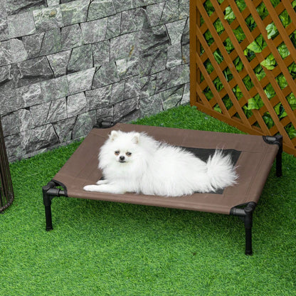 Erhöhtes Hundebett Outdoor für große Hunde, waschbares Mesh-Netz, robuste Hundeliege für Camping & Garten, 76x61x18 cm, braun - von PawHut