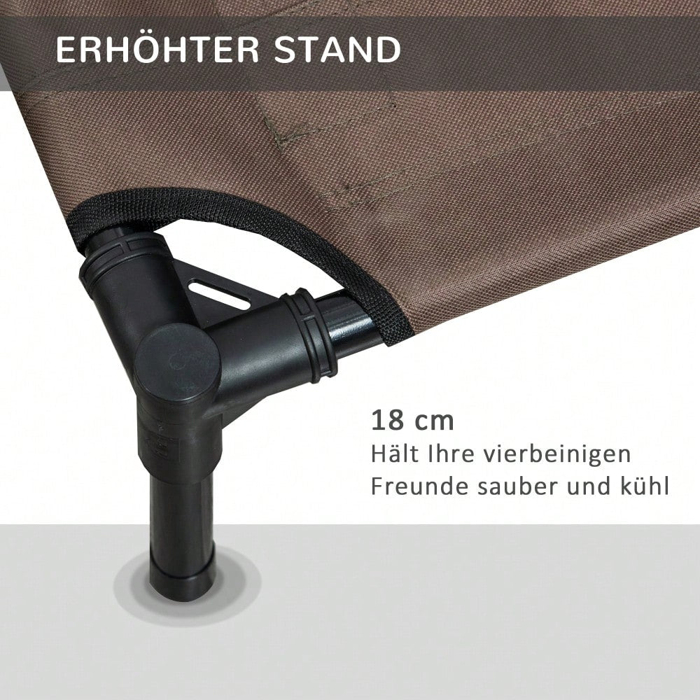 Erhöhtes Hundebett Outdoor für große Hunde, waschbares Mesh-Netz, robuste Hundeliege für Camping & Garten, 76x61x18 cm, braun - von PawHut