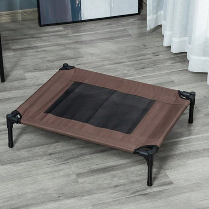 Erhöhtes Hundebett Outdoor für große Hunde, waschbares Mesh-Netz, robuste Hundeliege für Camping & Garten, 76x61x18 cm, braun - von PawHut