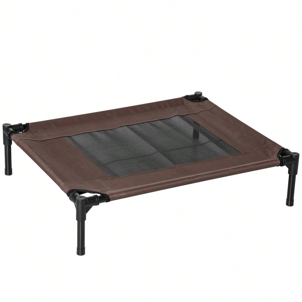 Erhöhtes Hundebett Outdoor für große Hunde, waschbares Mesh-Netz, robuste Hundeliege für Camping & Garten, 76x61x18 cm, braun - von PawHut