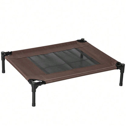 Erhöhtes Hundebett Outdoor für große Hunde, waschbares Mesh-Netz, robuste Hundeliege für Camping & Garten, 76x61x18 cm, braun - von PawHut