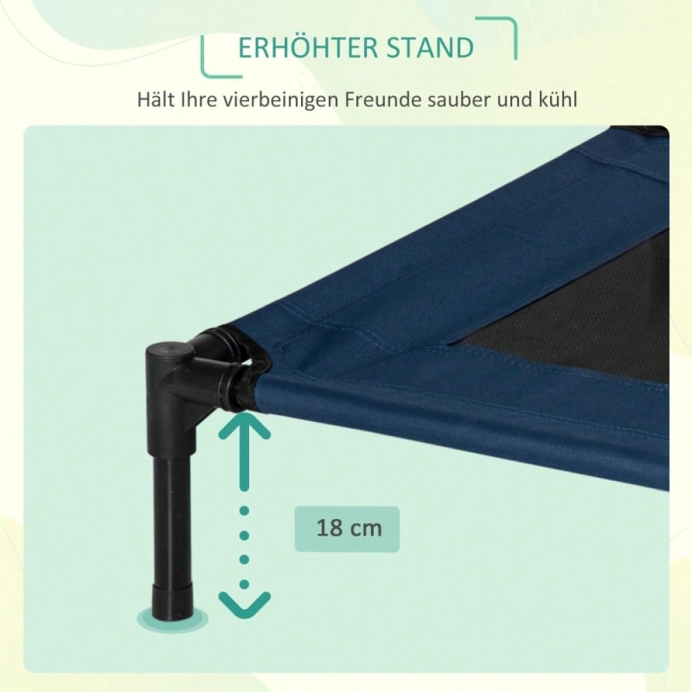 Hundebett Outdoor mit Stahlgestell & 600D Oxford-Gewebe, wasserabweisende Hundeliege für drinnen & draußen, 76x61x18 cm, blau - von PawHut