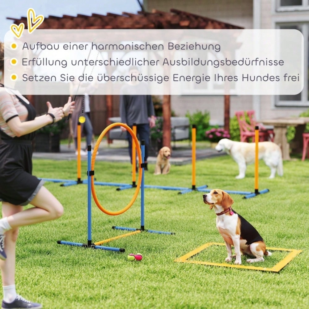 PawHut Agility-Set für Hunde, 7-teiliges Hundetrainings-Set mit Steckhürden für Agility Training & Spiele