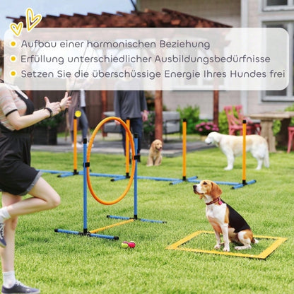 PawHut Agility-Set für Hunde, 7-teiliges Hundetrainings-Set mit Steckhürden für Agility Training & Spiele